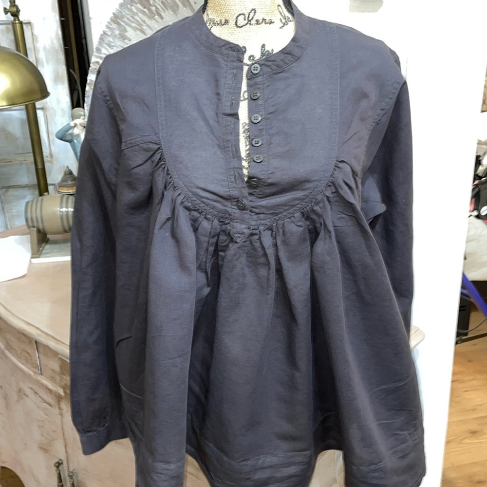 AllSaints Black Gathered Yoke Tunic Top